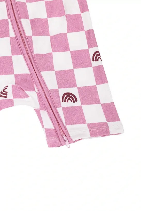 Soft Organic Cotton Jumpsuit with Pink Check Design for Infants